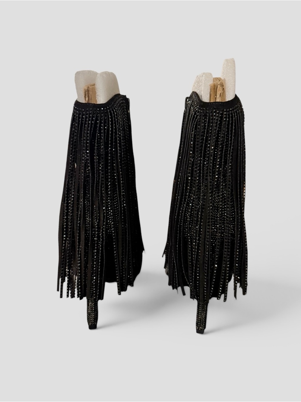 INC International Concepts Black Rhinestone Fringe Ankle Boots - Picture 9 of 12
